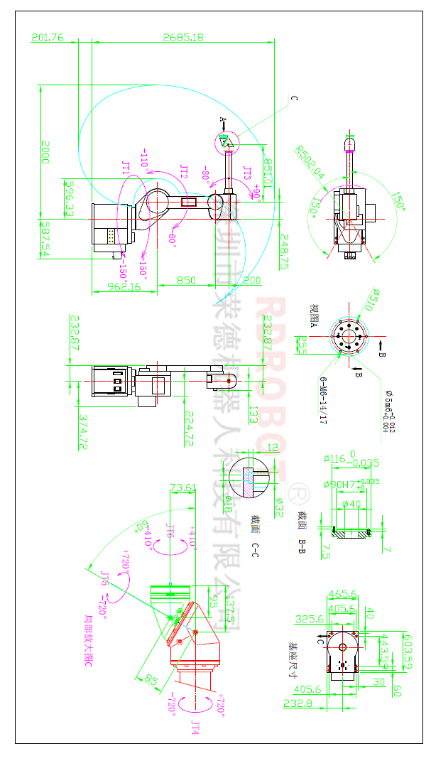 噴塗機器人的工作範圍